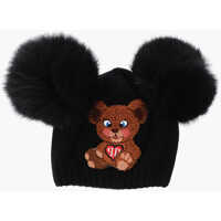 Caciuli Teddy Bear Embroidered Girl One Hat With Real Fur Details* Fete
