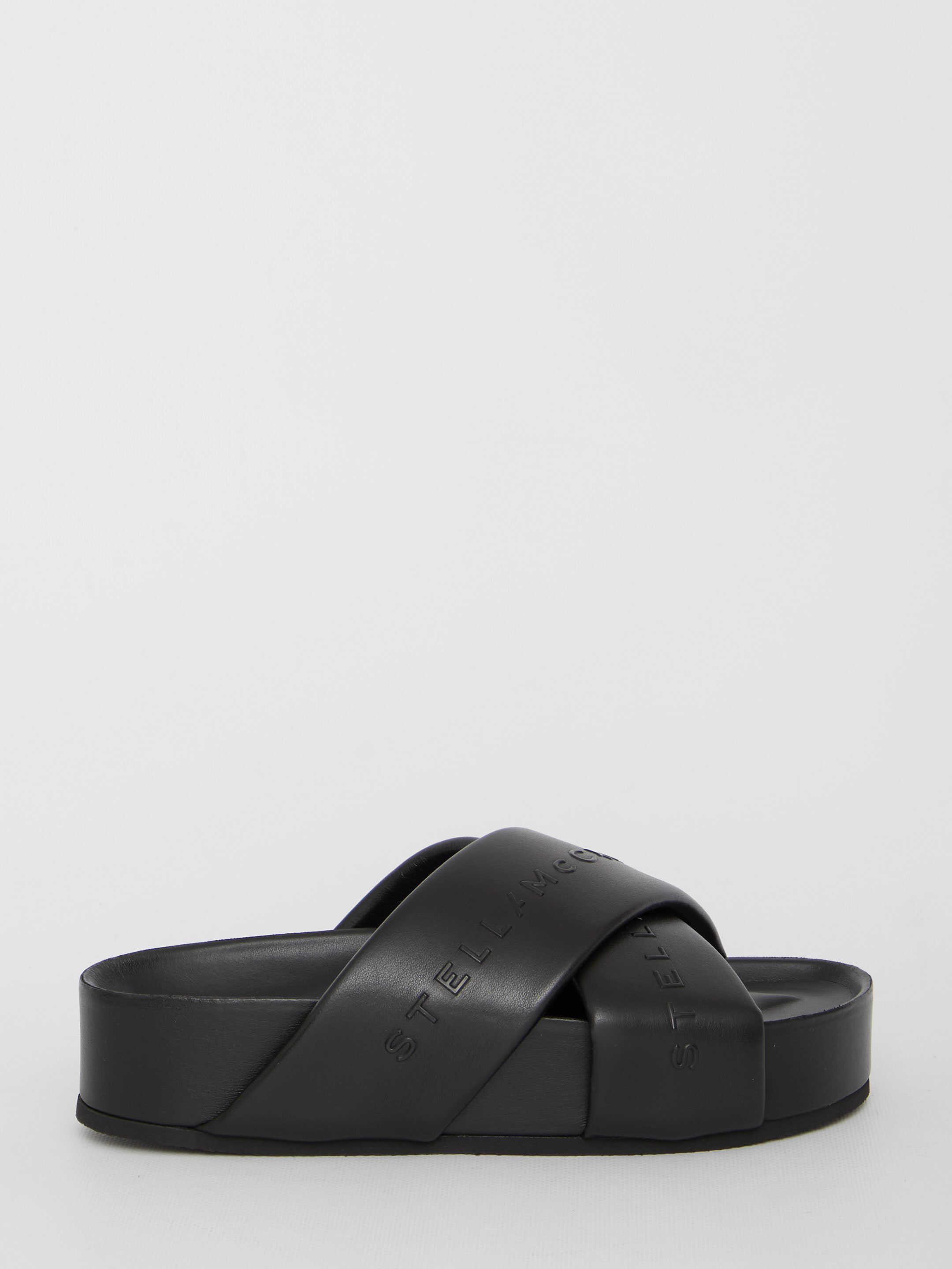 Stella McCartney Faux Leather Logo Sandals Black