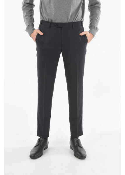 Pantaloni eleganti CORNELIANI Elegant Wool Trousers With Welt And Button Pocket Black Barbati (BM 9519563) 1