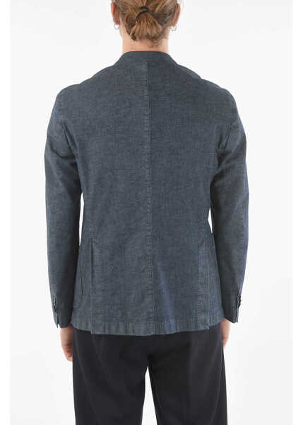 Sacouri elegante CORNELIANI Cc Collection Stretch Denim Side Vents Peak Lapel 2-Button B Blue Barbati (BM 9520049) 2