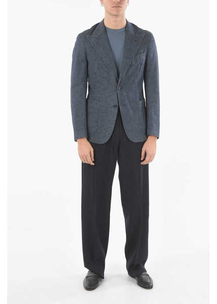 Sacouri elegante CORNELIANI Cc Collection Stretch Denim Side Vents Peak Lapel 2-Button B Blue Barbati (BM 9520049) 4