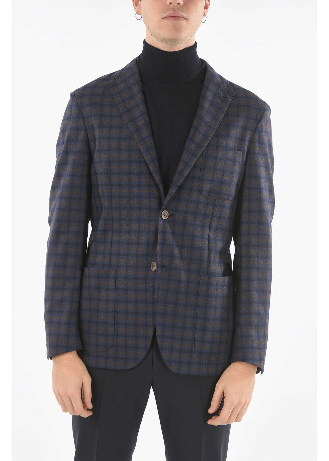 CORNELIANI Sportswear Unlined Tattersall Blazer With Side Vents Violet