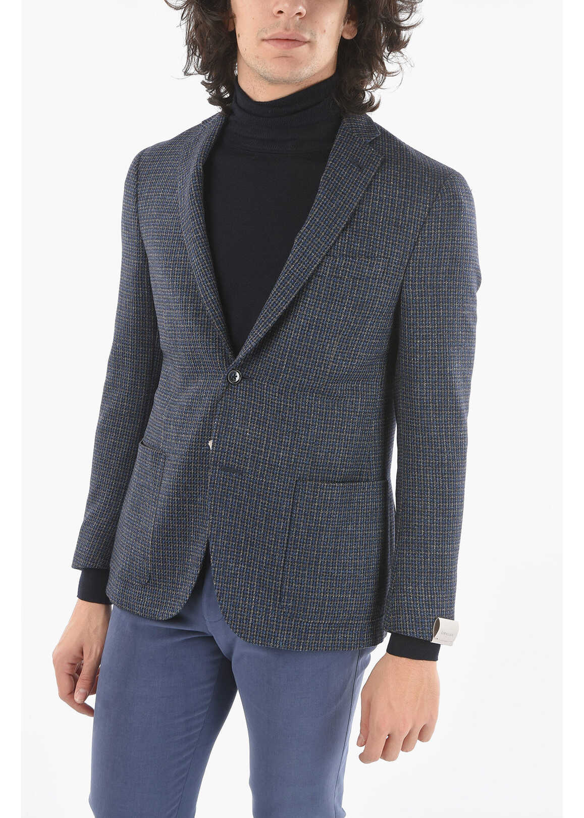 CORNELIANI 2 Button Gate Patch Pocket Blazer Blue