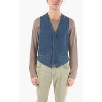 Veste costum Id V-Neck Denim And Flax Tibet Black Waistcoat Barbati