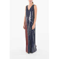 Rochii lungi Sequined Sleeve-Less Long Dress With Back Slit Femei