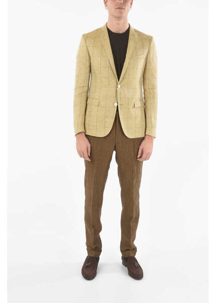 Sacouri elegante CORNELIANI Cc Collection Windowpane Check Right Flap Pocket 2-Button Bl Beige Barbati (BM 9520979) 4