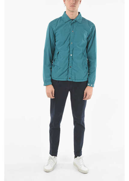 Jachete CORNELIANI Cc Collection O.wear Nylon Stretch Hydras Overshirt With Sna Blue Barbati (BM 9521114) 4