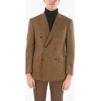 Sacouri CORNELIANI Lined Double-Breasted Hopsack Blazer With Flap Pocket