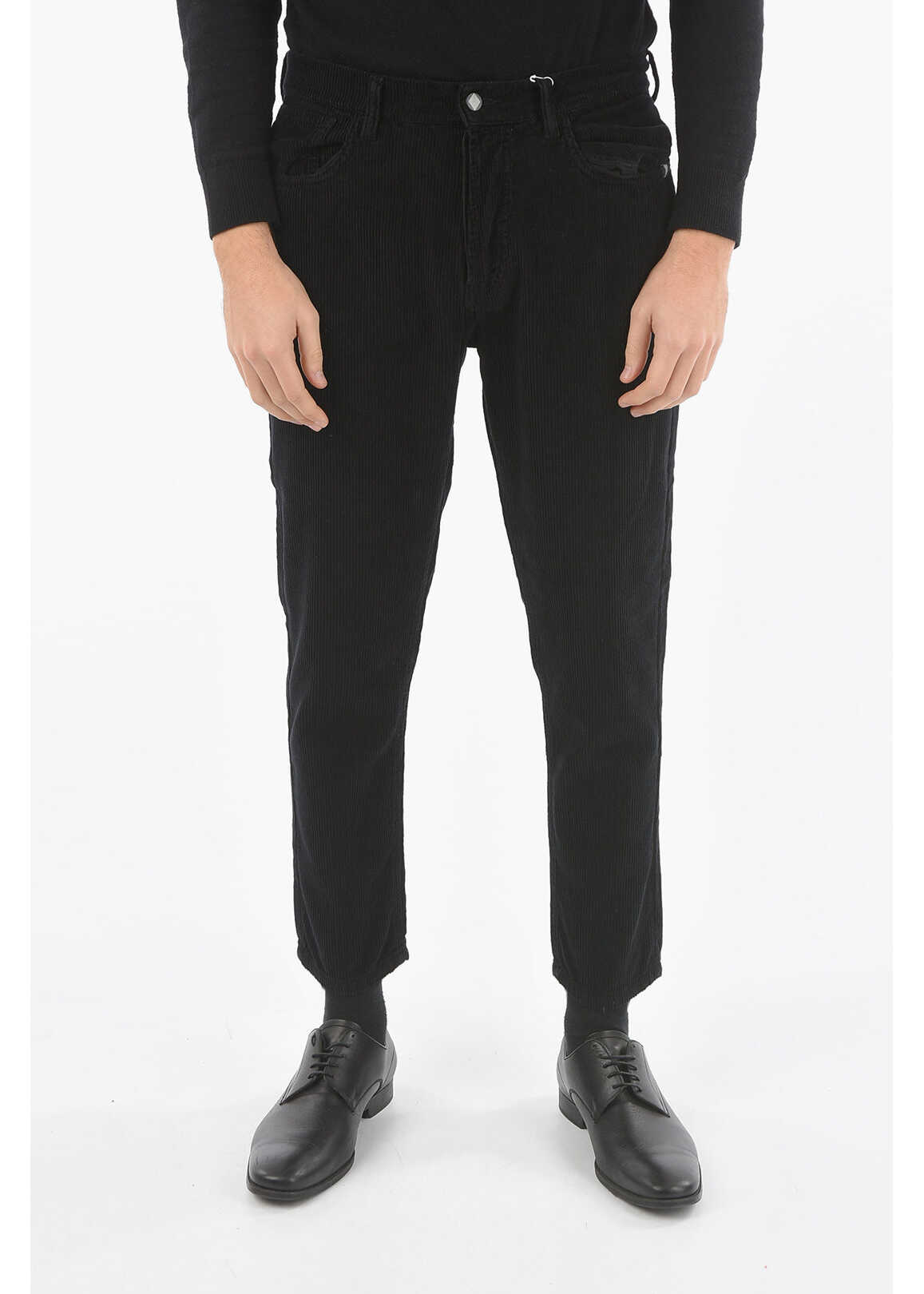 AMISH Crop Corduroy Trousers With 5 Pockets Black