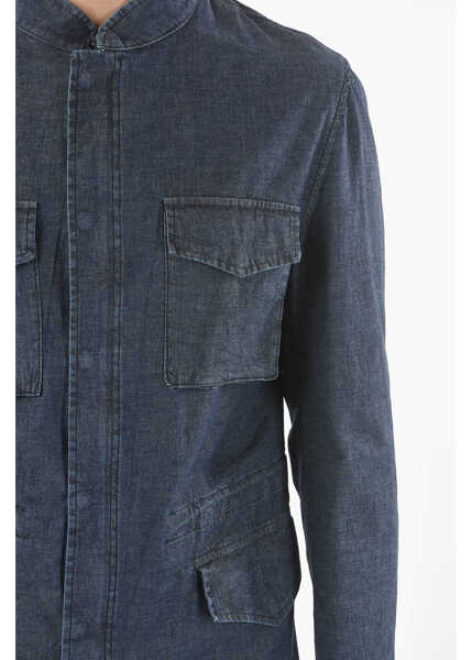 Sacouri elegante CORNELIANI Cc Collection O.wear Denim Utility Jacket With Hidden Closur Blue Barbati (BM 9521996) 3