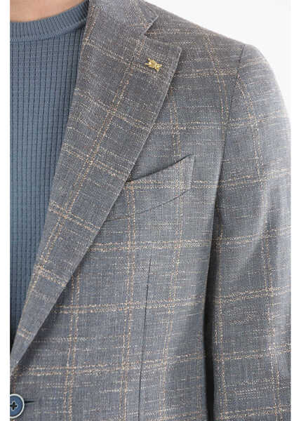 Sacouri CORNELIANI Cc Collection Windowpane Check Retailored 2-Button Blazer Blue Barbati (BM 9522248) 3