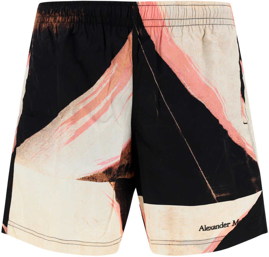 Alexander McQueen Brushstroke Swimshorts IVORY/BLACK