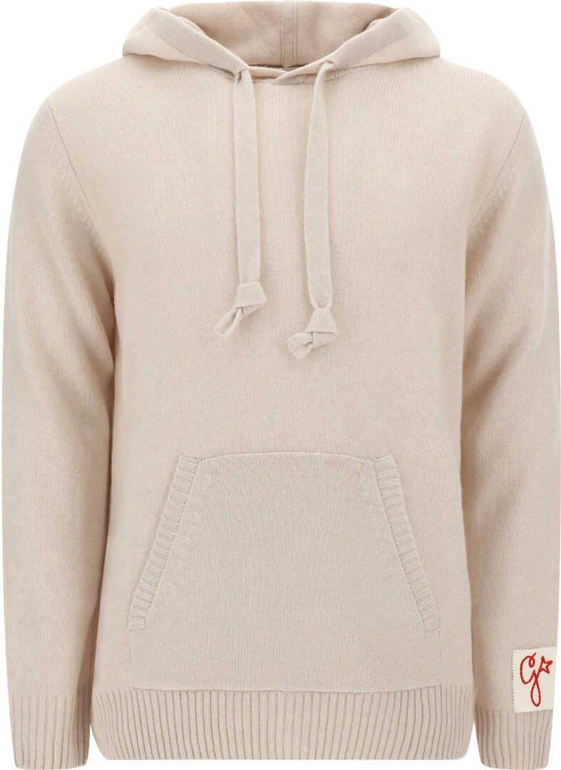 Golden Goose Golden Hooded Sweater NATURAL WHITE