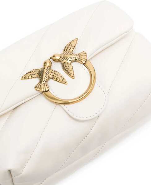 Genti de umar Pinko Love Mini Puff Shoulder Bag BIANCO SETA-ANTIQUE GOLD Femei (BM 9527465) 4
