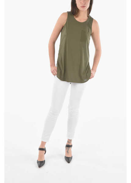 Bluze Woolrich Side Splits Oversized Top With Breast Pocket Green Femei (BM 9530453) 4