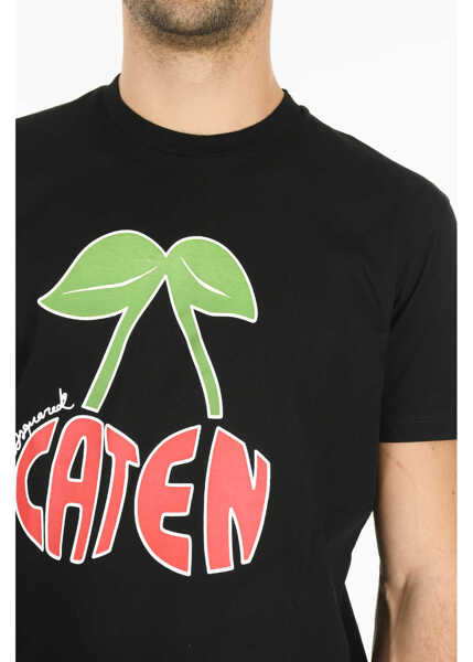 Tricouri DSQUARED2 Front Printed Cool Fit Cotton Caten T-Shirt Black Barbati (BM 9530519) 3