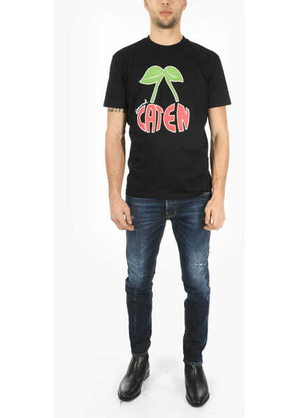 Tricouri DSQUARED2 Front Printed Cool Fit Cotton Caten T-Shirt Black Barbati (BM 9530519) 4
