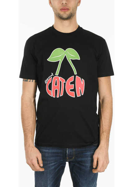 Tricouri DSQUARED2 Front Printed Cool Fit Cotton Caten T-Shirt Black Barbati (BM 9530519) 1