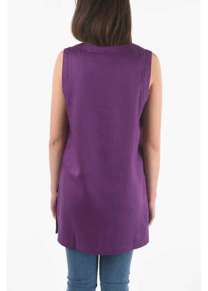 Bluze Woolrich Solid Color Maxi Top With Side Splits Violet Femei (BM 9530840) 2