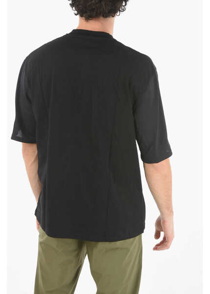 Tricouri Neil Barrett Contrasting Band Music Bolt Varsity T-Shirt Black Barbati (BM 9531044) 2