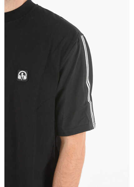 Tricouri Neil Barrett Contrasting Band Music Bolt Varsity T-Shirt Black Barbati (BM 9531044) 3