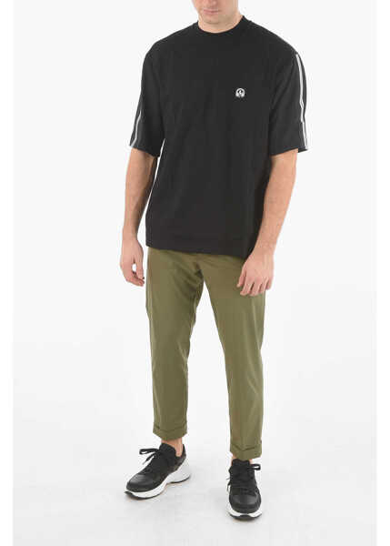 Tricouri Neil Barrett Contrasting Band Music Bolt Varsity T-Shirt Black Barbati (BM 9531044) 4