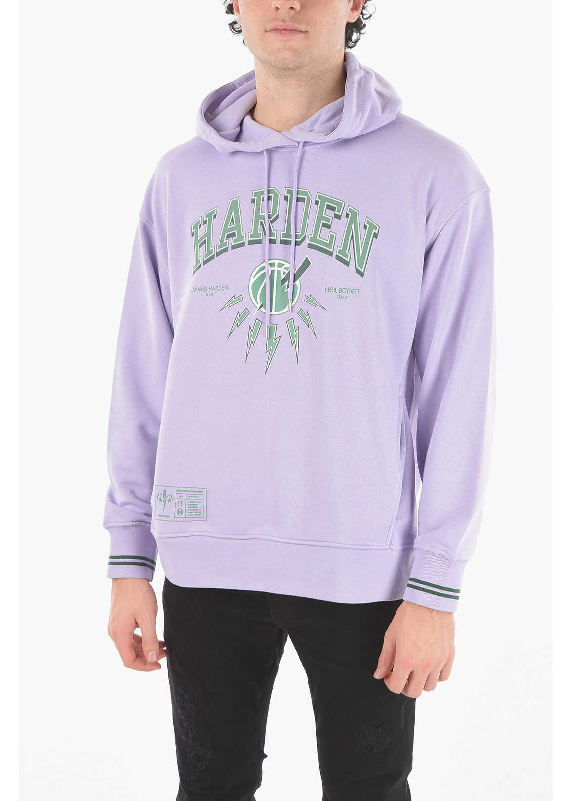 Neil Barrett James Harden X Neil Barrett Easy Fit Hoodie With Printed Log Violet