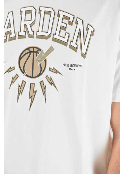 Tricouri Neil Barrett James Harden X Neil Barrett Crew Neck Printed Logo T-Shirt Beige Barbati (BM 9531071) 3