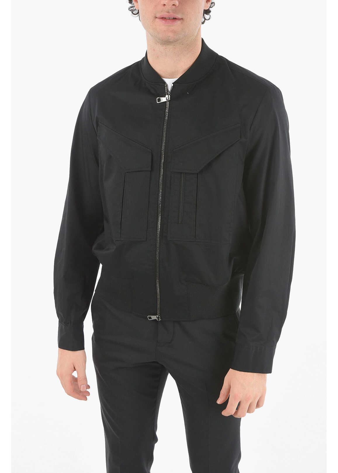 Neil Barrett Front Zipped Light Hybrid Utility Bomber Jacket Black