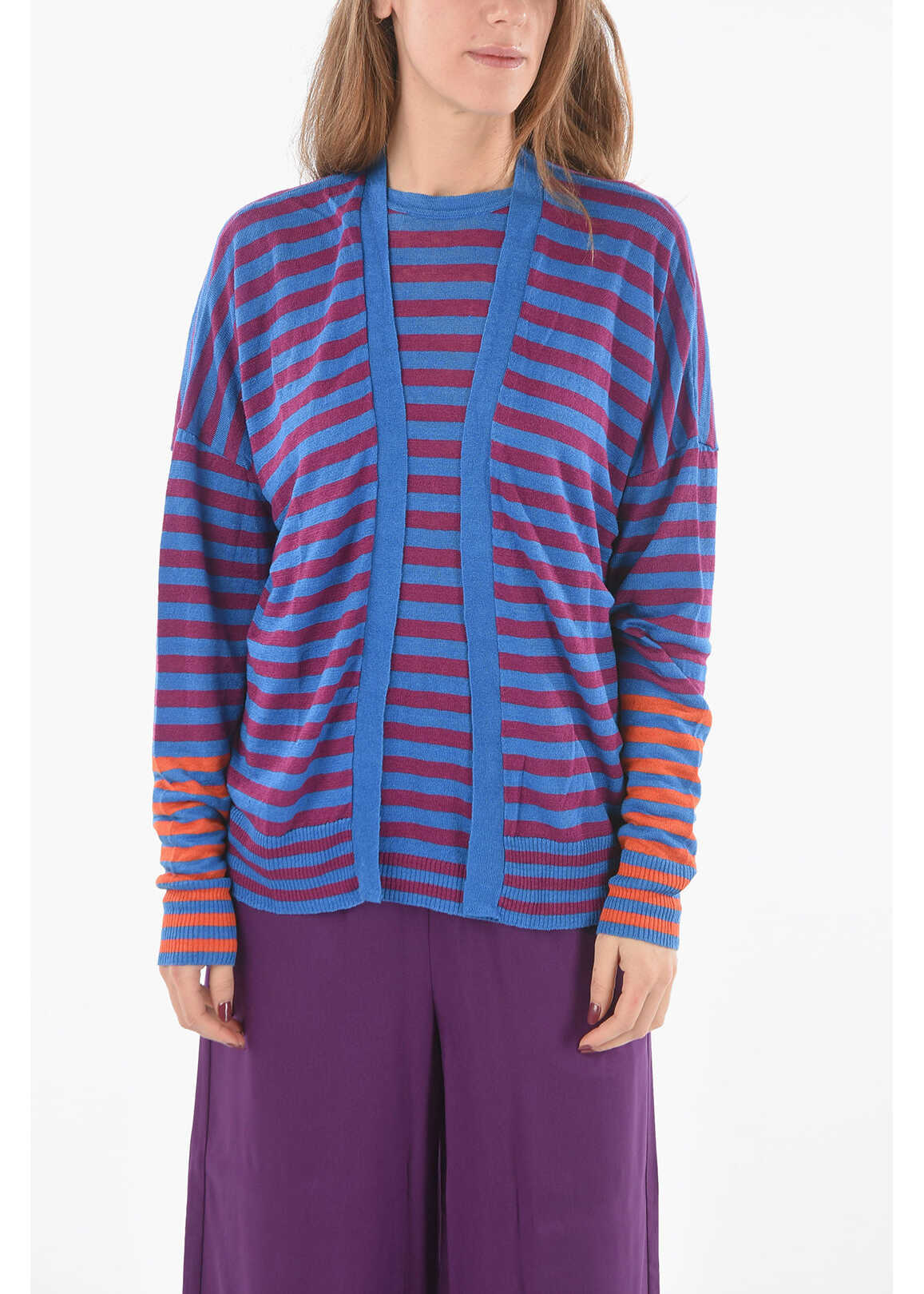 Woolrich Striped Flax Open Front Cardigan Multicolor