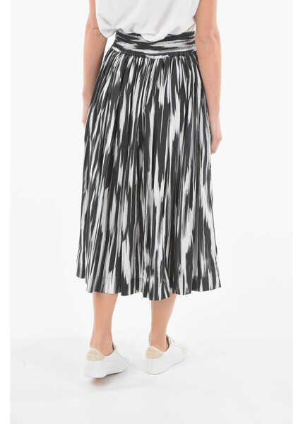 Fuste lungi Woolrich Drawstring Waist Popeline Cotton Flared Skirt Black & White Femei (BM 9531113) 2