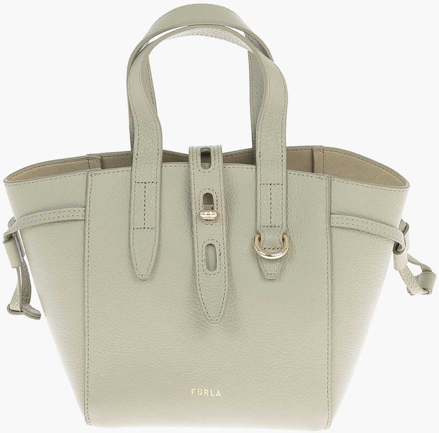 Furla Textured Leather Mini Tote Bag Gray