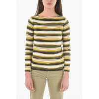 Pulovere Striped Cotton Boatneck Sweater Femei