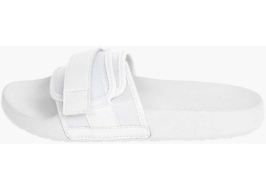 Papuci Woolrich Rubber Slides With Check Details And Velcro Closure White Femei (BM 9531395) 2