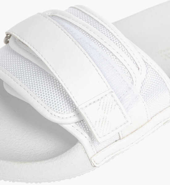 Papuci Woolrich Rubber Slides With Check Details And Velcro Closure White Femei (BM 9531395) 4