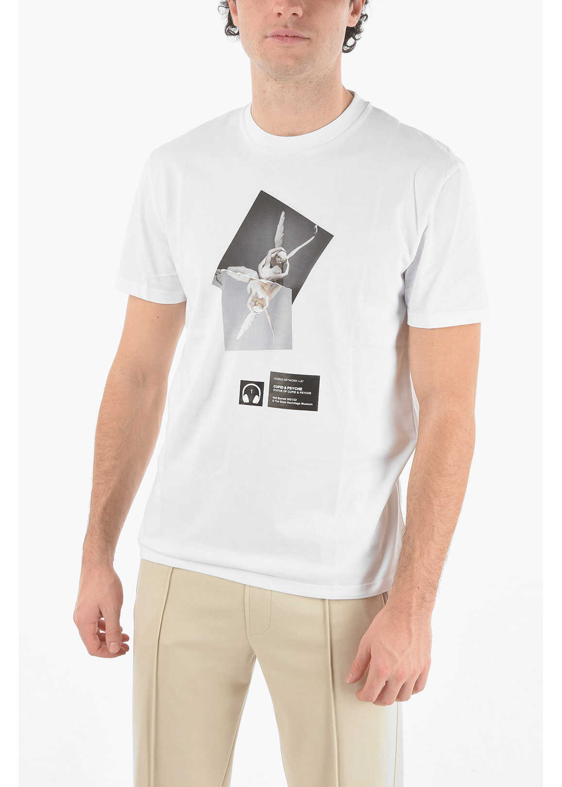 Neil Barrett Slim Fit Hermitage Cupid & Psyche Crew Neck T-Shirt White