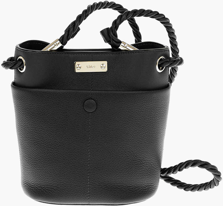 Poze Chloe Rope Shoulder Strap Key Bucket Bag Black