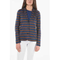 Sacouri Striped Two-Tone Flax Slub Blazer Femei