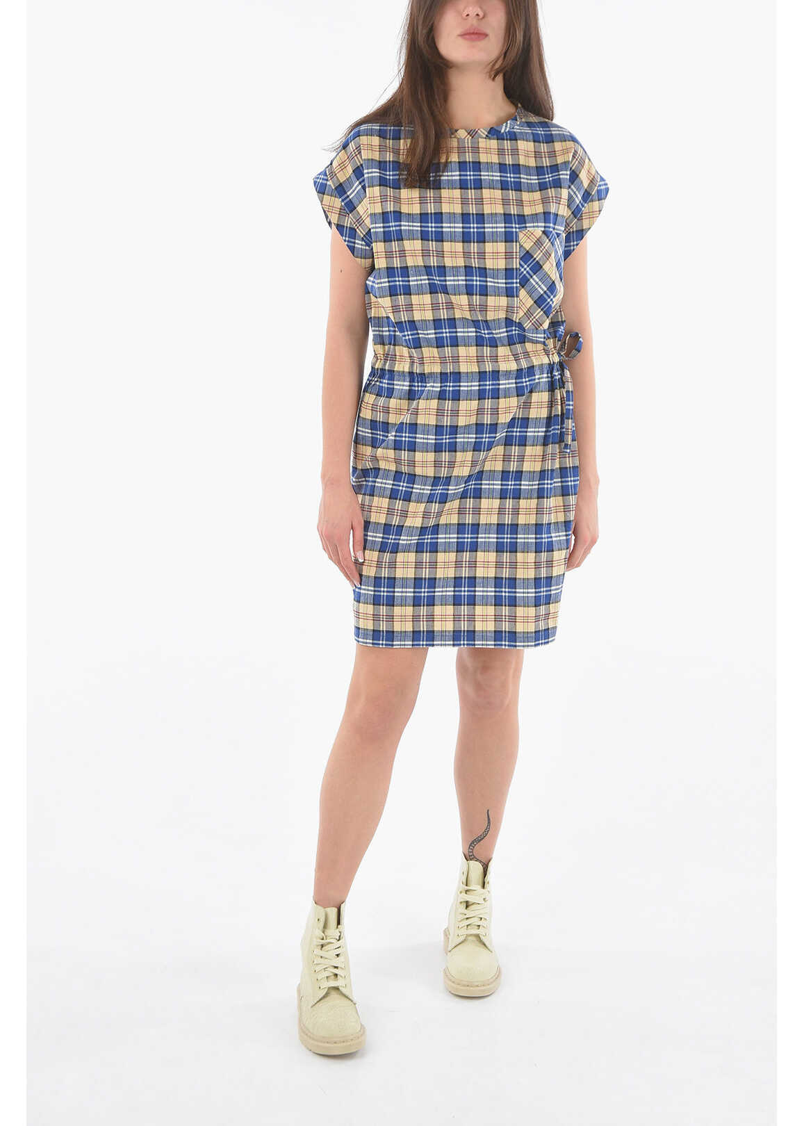 Woolrich Patch Breast Pocket Tartan Checked Tunic With Drawstring At Multicolor