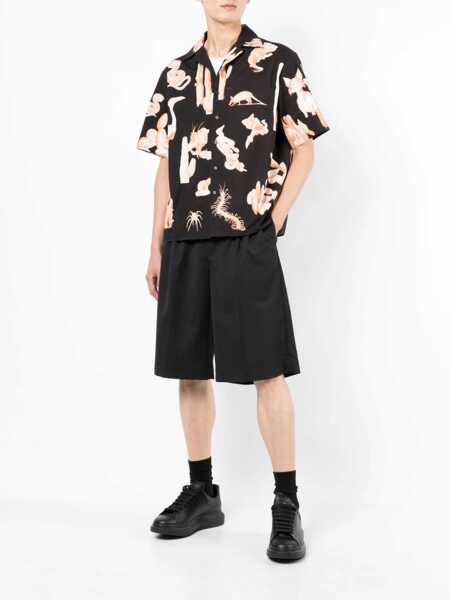 Camasi casual Neil Barrett Short-Sleeved Burning Man Camp Collar Shirt Black Barbati (BM 9533903) 2