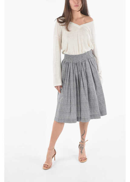 Fuste lungi Woolrich Diamond Point Motif Popelin Cotton Circle Skirt Blue Femei (BM 9533957) 4