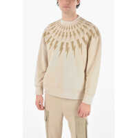 Bluze Crewneck Easy Fit Fair-Isle Thunderbolt Brushed Cotton Sweat Barbati