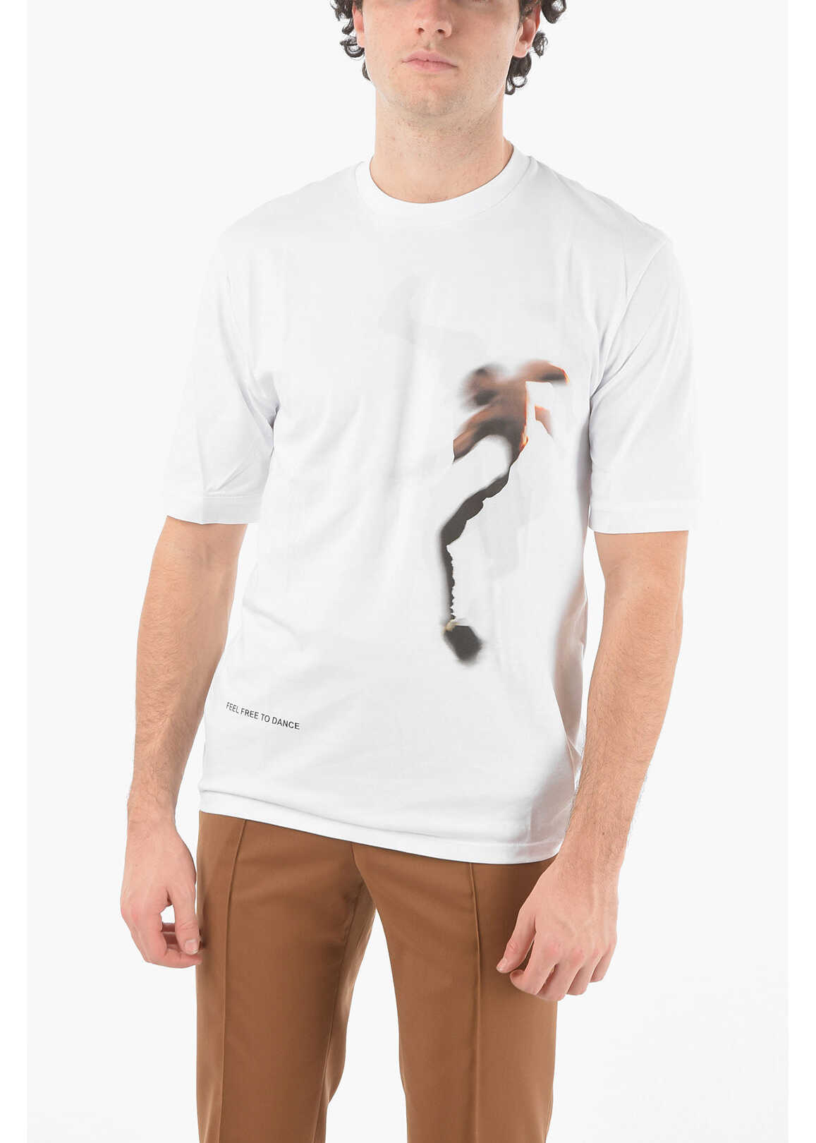 Neil Barrett Slim Fit Shadow Dancers Crew Neck T-Shirt White