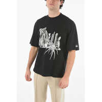 Tricouri Neil Barrett Crewneck Cactus Printed Easy Fit T-Shirt