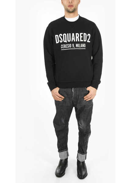 Bluze DSQUARED2 Crew Neck Cool Fit Printed Logo Sweatshirt Black Barbati (BM 9534857) 4