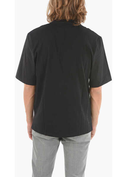 Tricouri Neil Barrett Jersey Minimal T-Shirt With Stretchy-Nylon Sleeves Black Barbati (BM 9534938) 2