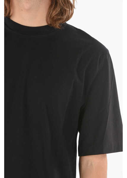 Tricouri Neil Barrett Jersey Minimal T-Shirt With Stretchy-Nylon Sleeves Black Barbati (BM 9534938) 3
