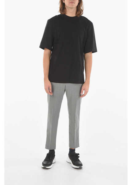 Tricouri Neil Barrett Jersey Minimal T-Shirt With Stretchy-Nylon Sleeves Black Barbati (BM 9534938) 4