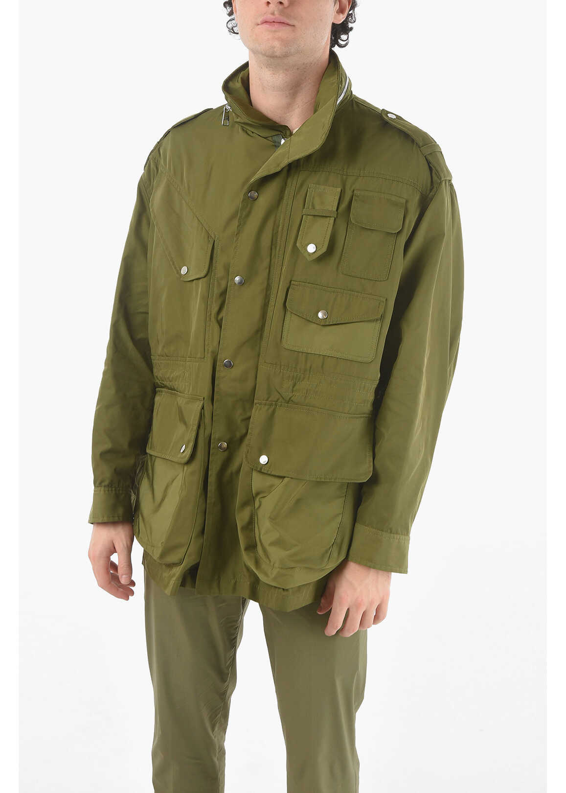 Neil Barrett Removable Hood Oversized Utility Jacket Military Green