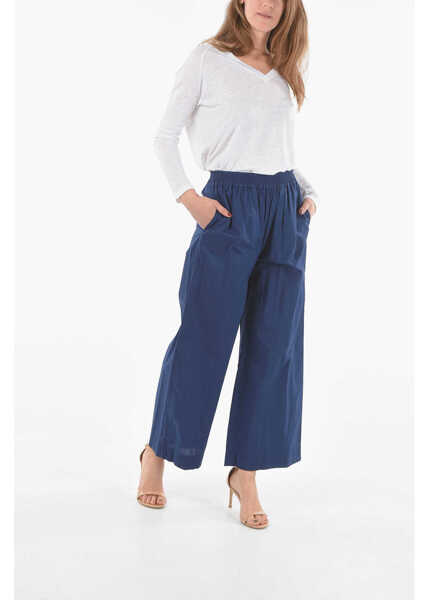 Pantaloni casual Woolrich Drawstring Waist Popeline Cotton Pants Blue Femei (BM 9534974) 4